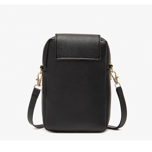 $5 ADD ON ITEM- Black Quilted Crossbody Cell Phone Bag Charm Leather Small Purse - Picture 5 of 7